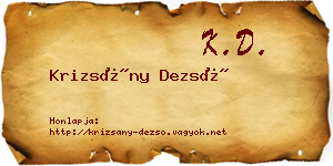 Krizsány Dezső névjegykártya